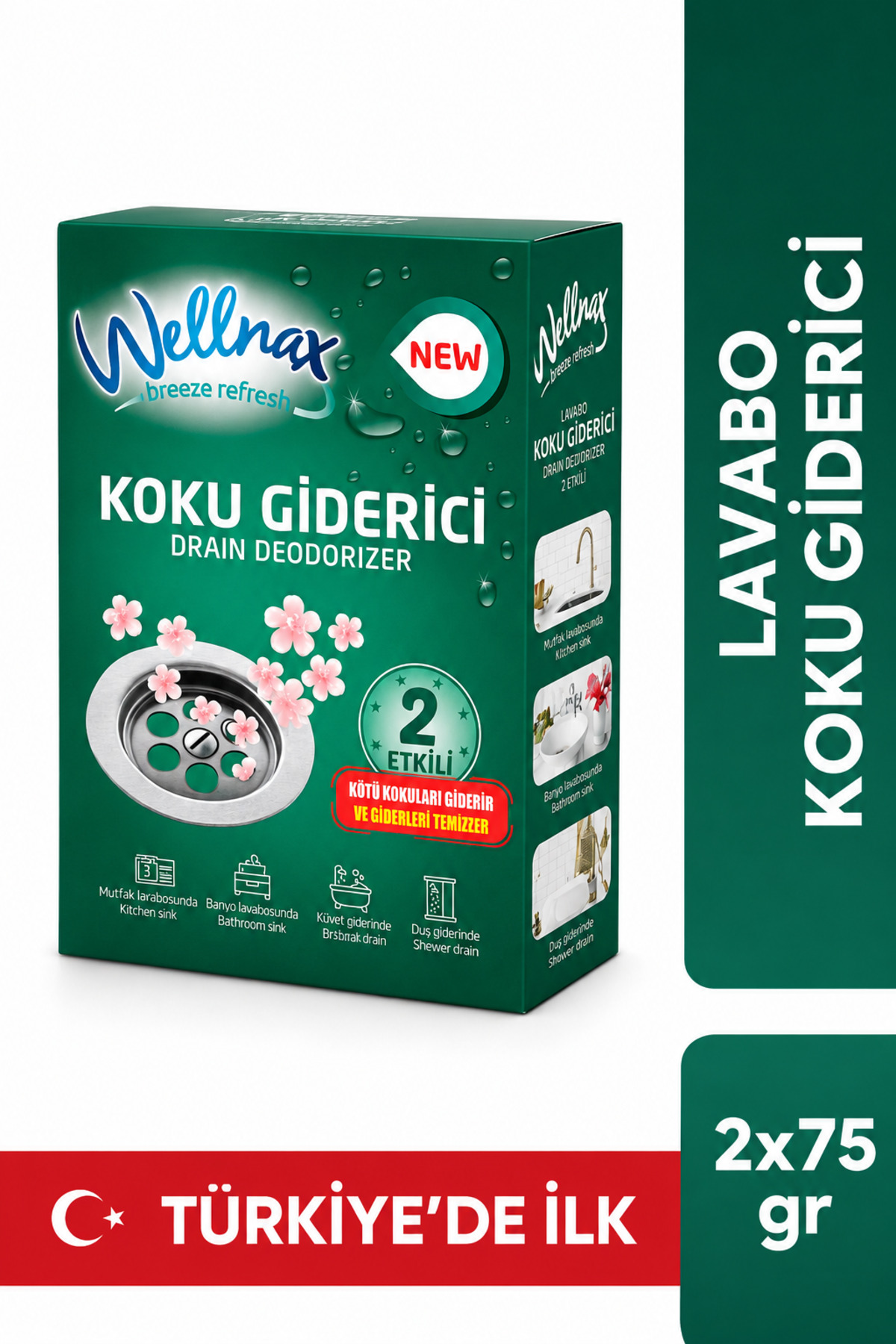 Wellnax breeze refresh Lavabo Koku Giderici Anında Etkili 2x75 g