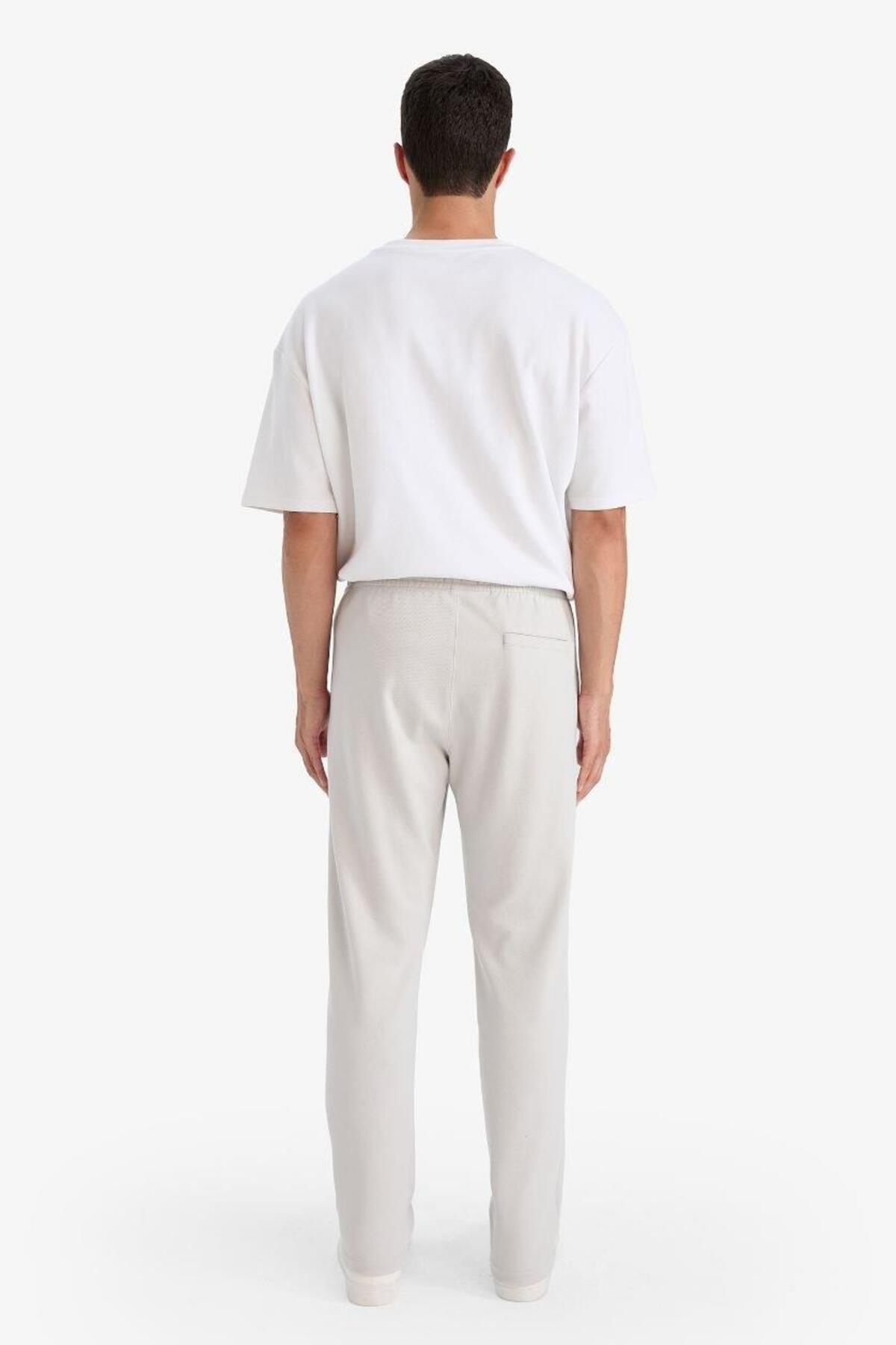 DeFacto Esnek Basic Beli Bağcıklı Cepli Düz Paça Jogger Pantolon C6022AX25SP görsel 6
