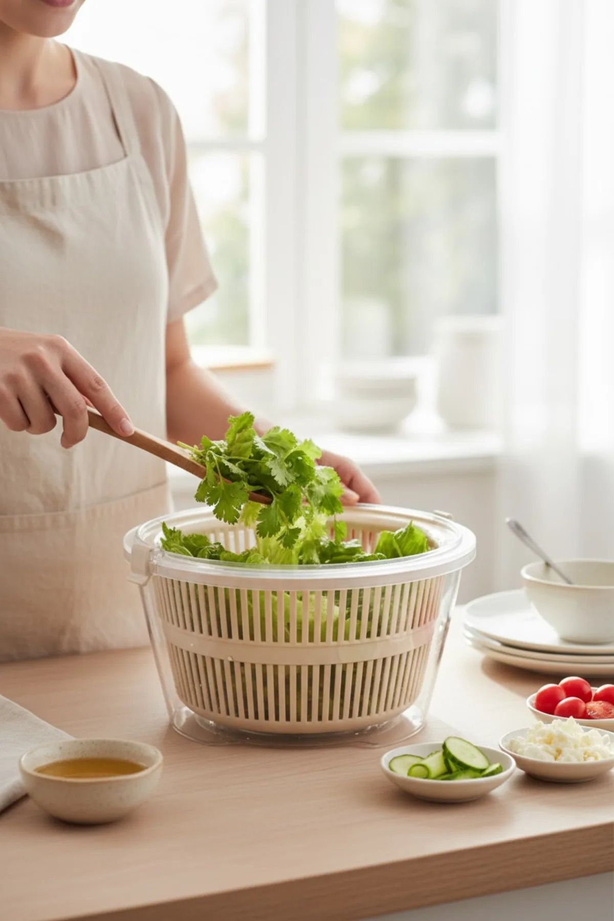 Vega Salata Kurutucu Kahve – Bölmeli Taşınabilir Lunch Box, Sızdırmaz Kapaklı