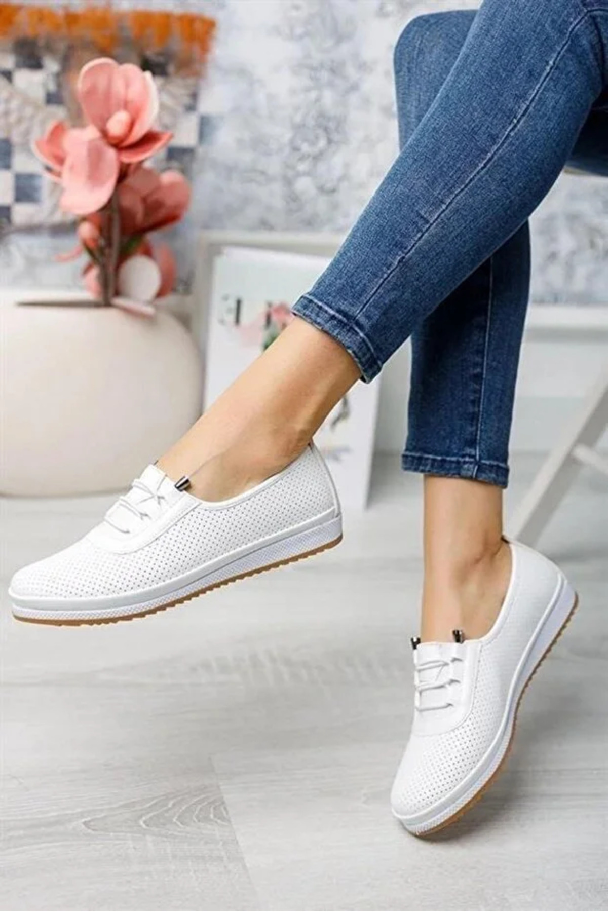 ASL SHOES STORE Ortopedik Tabanlı Günlük Cilt Kadın Babet Ayakkabısıı görsel 2