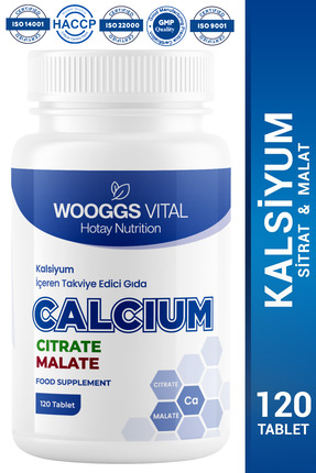 Hotay Nutrition Wooggs Vital Kalsiyum Sitrat Malat 120 Tablet – Yüksek Emilim...