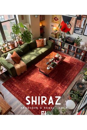 Neşem Halı Boutique EKOHALI Shiraz SHR 03 Red Vintage Desenli Sıcak Renk Tonl...
