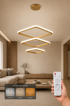 AvizeGO Melo 3'lü LED Sarkıt Avize 3 Renk Kumandalı
