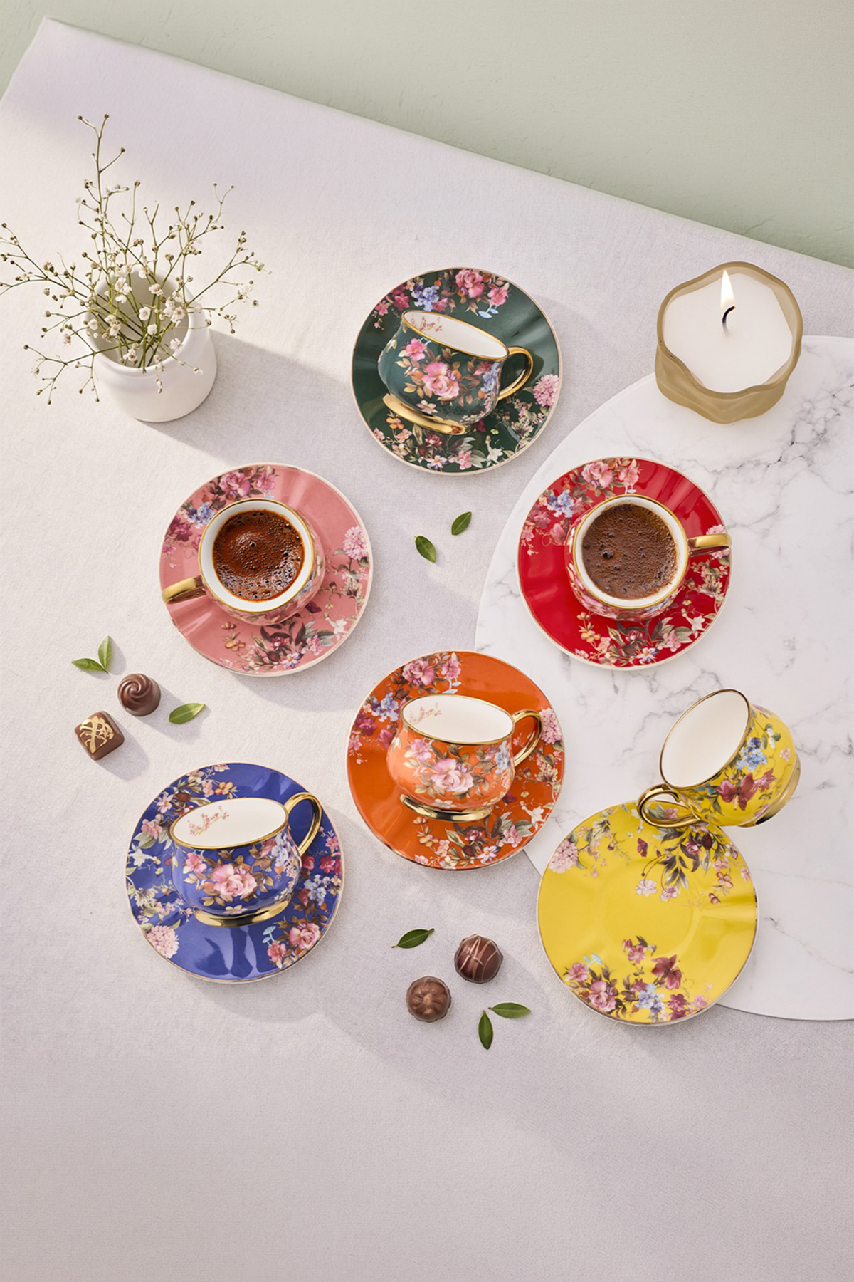 Lady Porcelain Coffee Cup Set for 6 - 120 ml