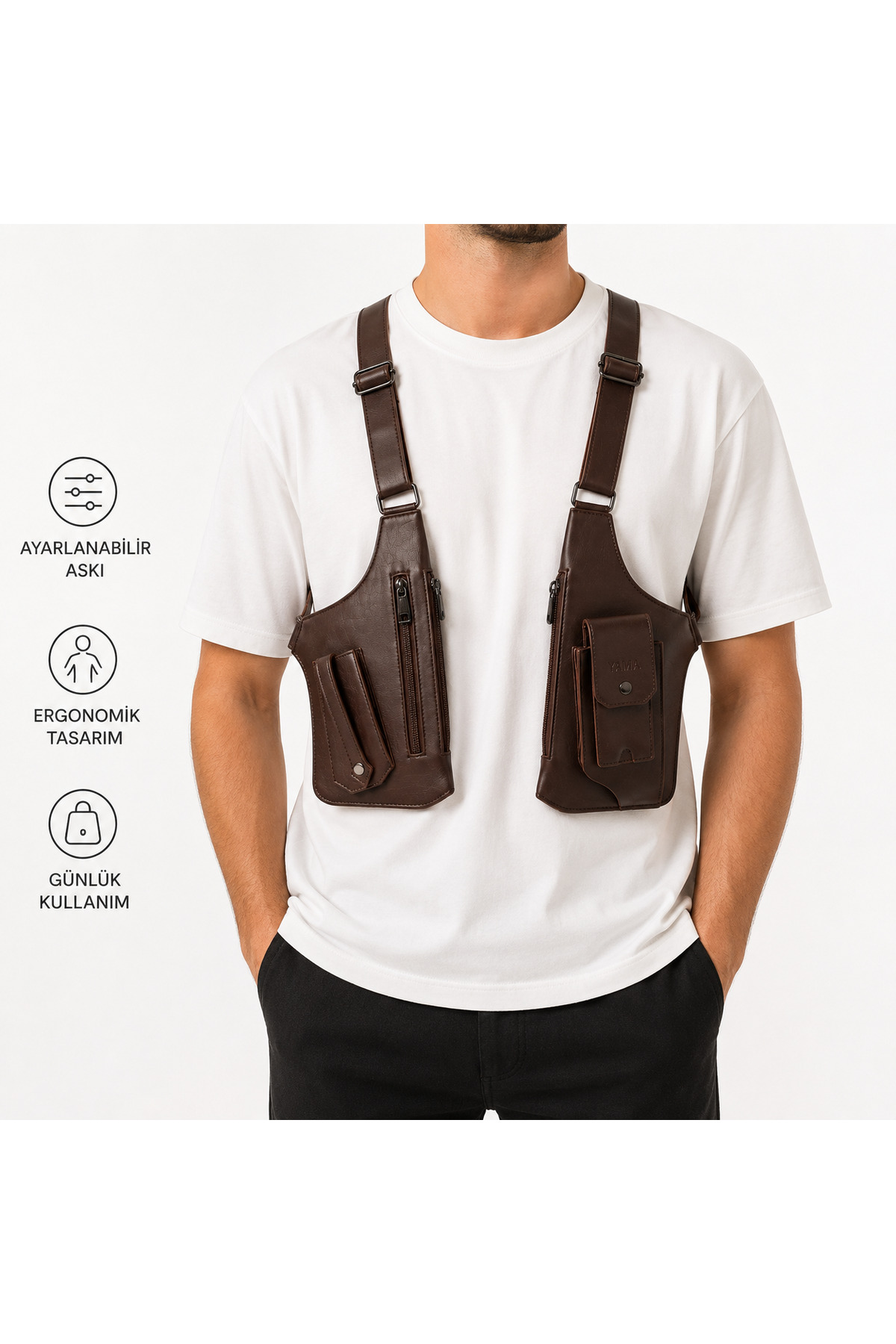YAMA WEAR Çapraz Askılı Premium Çanta Unisex Su Geçirmez Kadın Erkek Bölmeli görsel 7