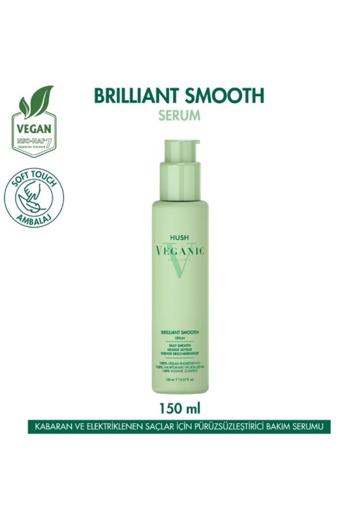 HUSH Veganic Brilliant Smooth Kabaran Saçlar İçin Pürüzsüzleştirici Serum 150 ml — 8682035304258