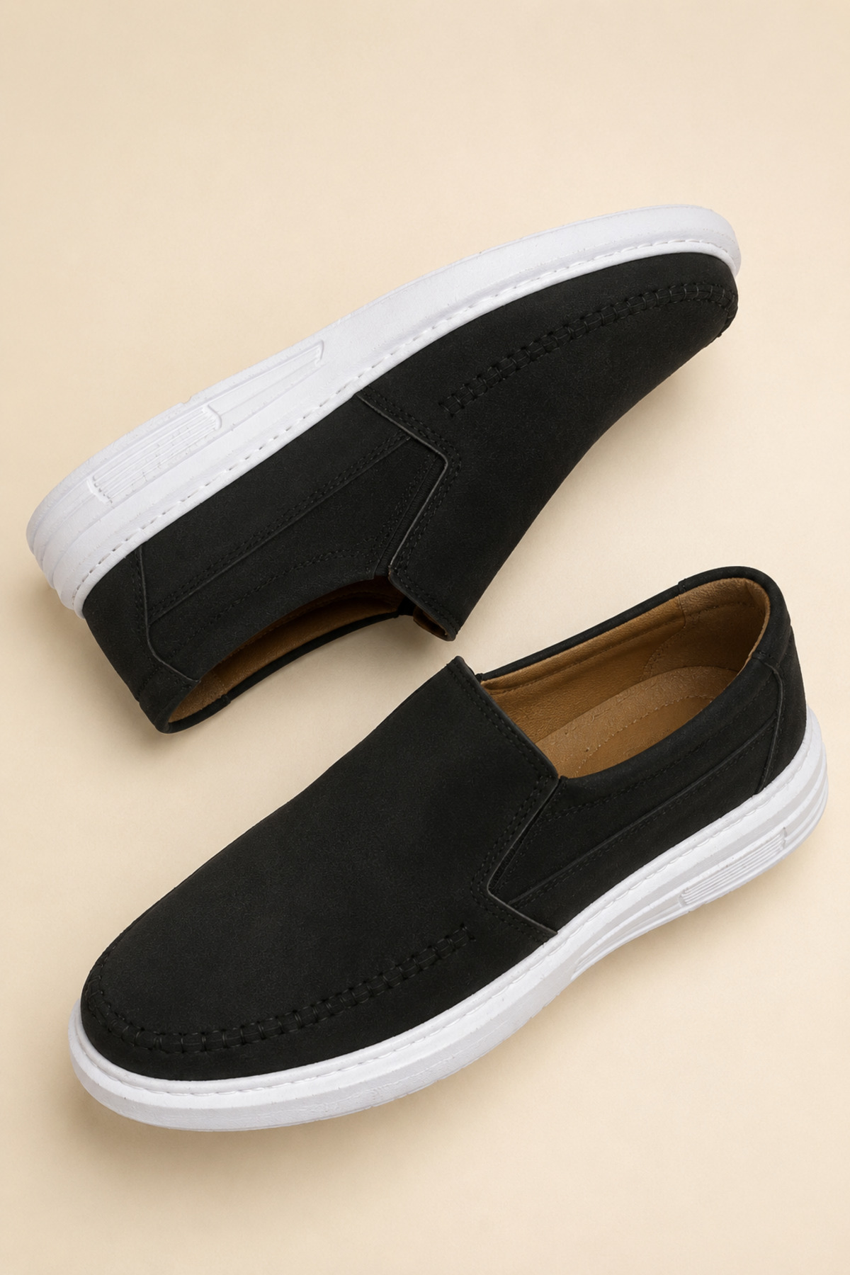 TAZELER.SHOES Erkek Ortopedik Dikişli Taban Rahat Hafif Günlük Siyah Erkek Ayakkabı görsel 4