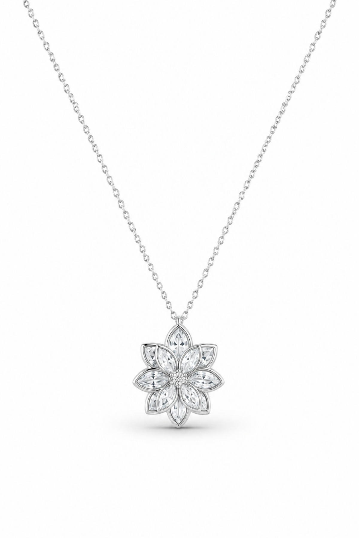 Women's Necklace with Special Box - White Lotus Flower Special Design Stylish Women's Necklace