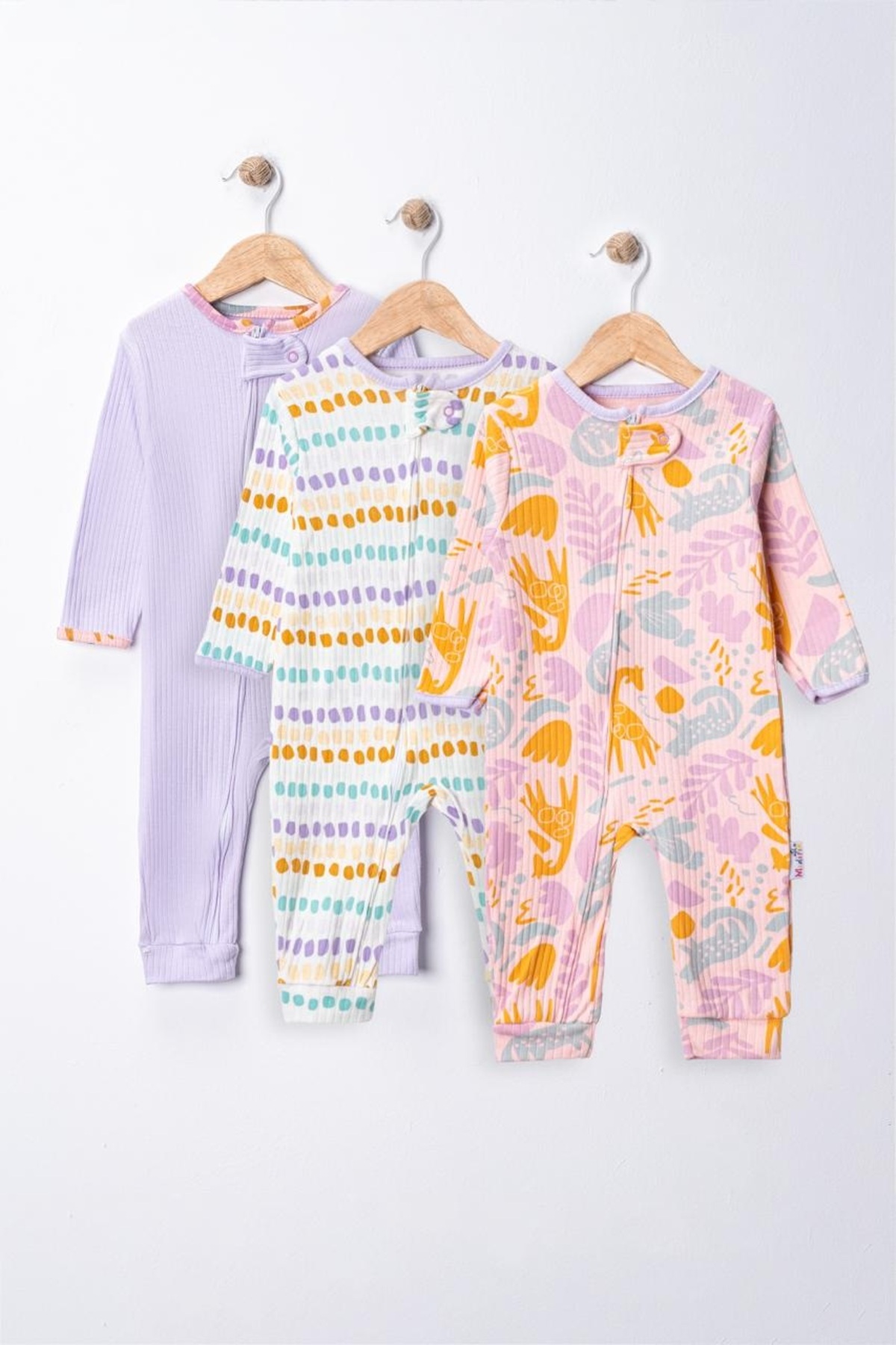 Mıdırık Baby Girl Camisole Set of 3 Baby Rompers