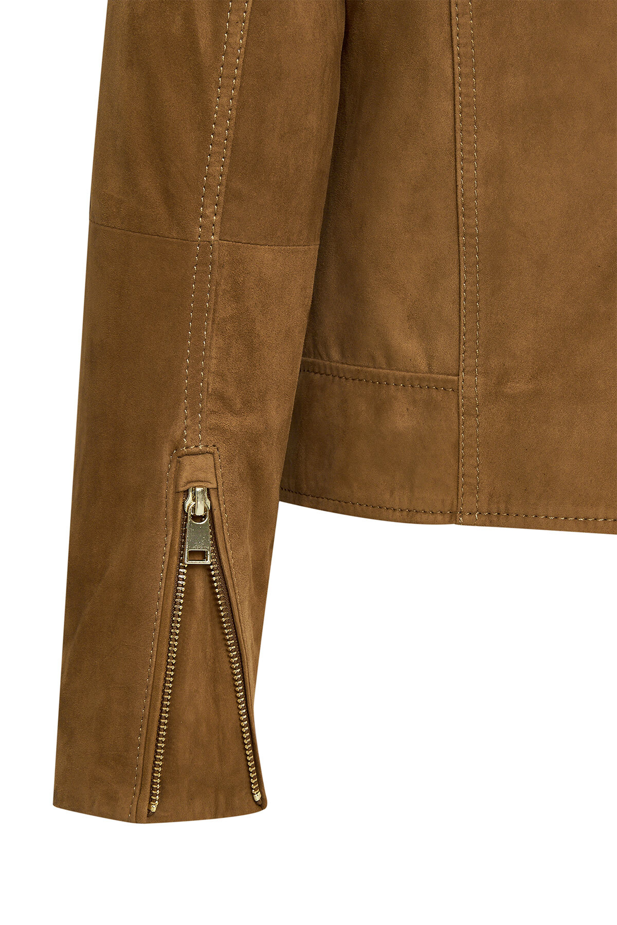 Derimod  Alba Kadın Camel Biker Süet Deri Ceket 24WGD528210 - Görsel 6