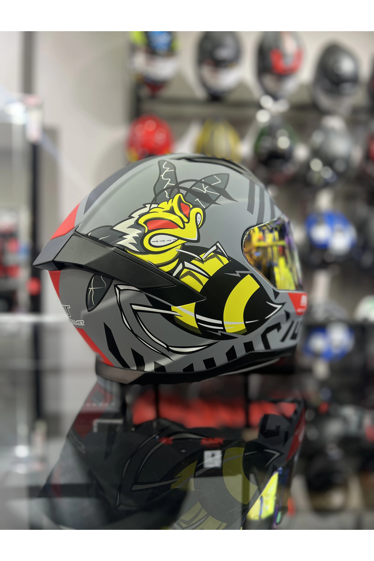 MTS 910 Mat Arı Desen Kapalı Kask Gold Vizörlü - Fiyatı, Yorumları