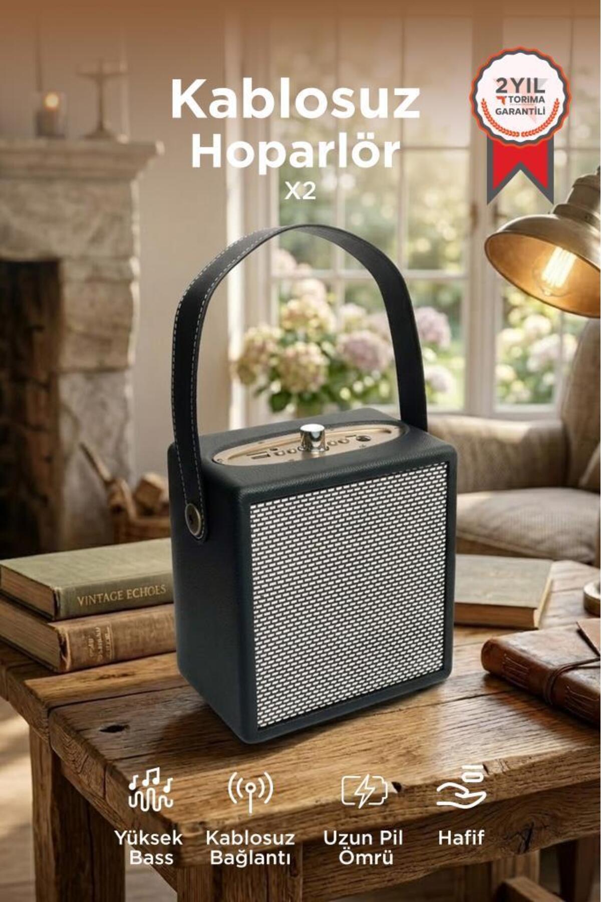 Torima Bluetooth Hoparlör Taşınabilir Speaker Wooden Case X2 Siyah