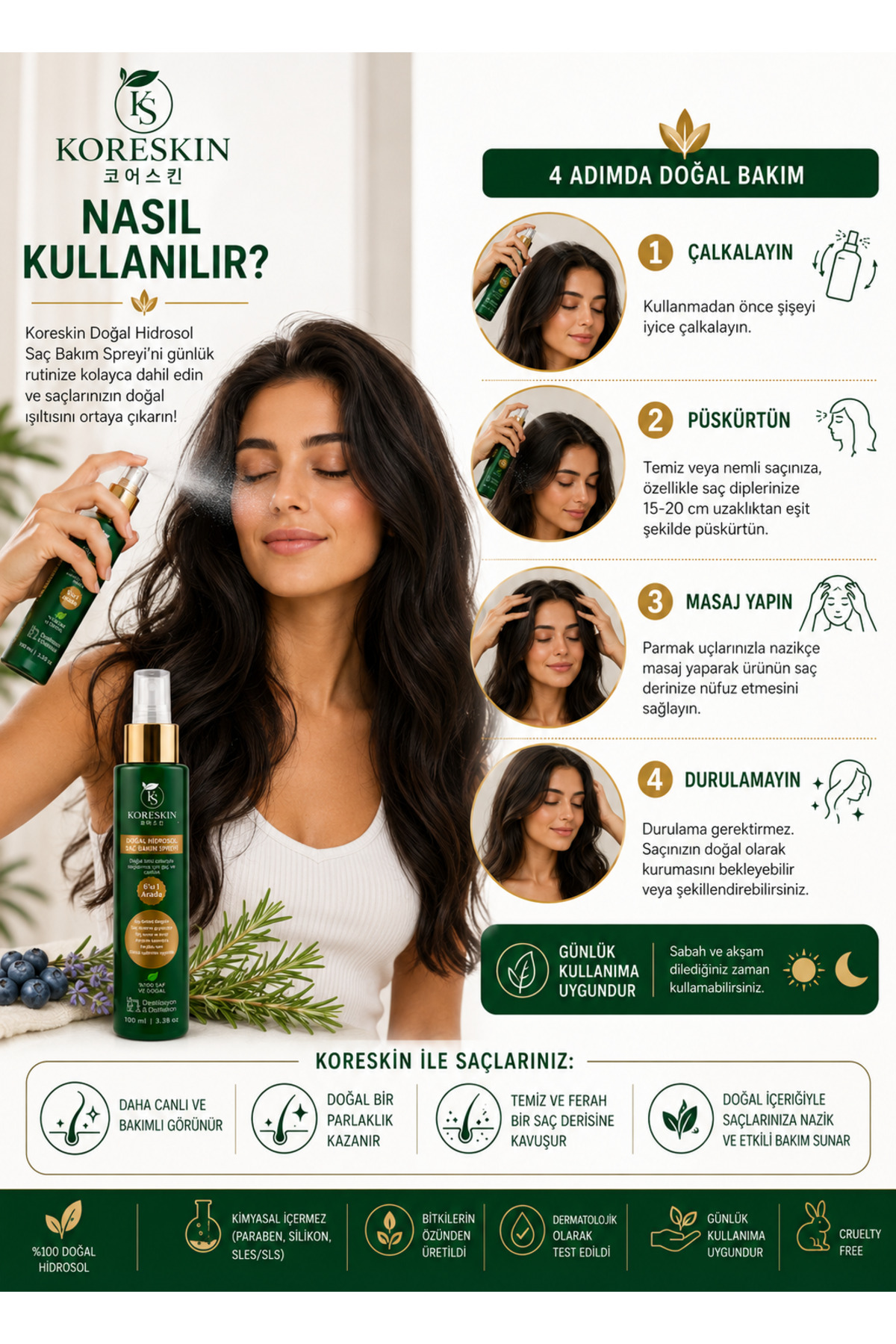 Biberiye Suyu Dökülme Karşıtı Ve Saç Uzamasını Destekleyici Saç Toniği %100 Doğal Ve Saf 100 ml — 22 — تصویر 6 از 6