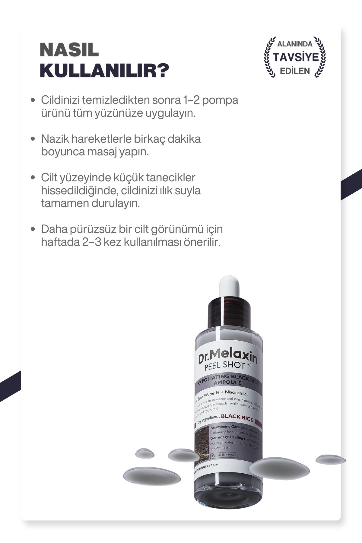 Siyah Pirinç Özlü | Gözenek & Siyah Nokta Karşıtı | Arındırıcı Peeling Serum 80ml — 8809886482373 — تصویر 7 از 7