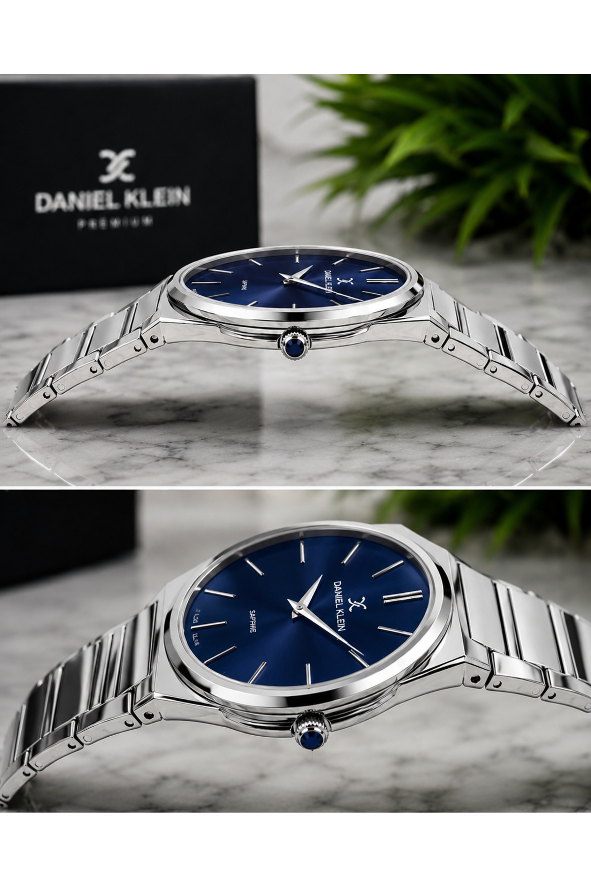 Daniel Klein Marka ince yaprak kasa Orijinal Yeni Sezon Erkek Çelik Saat Safir çizilmez cam görsel 6