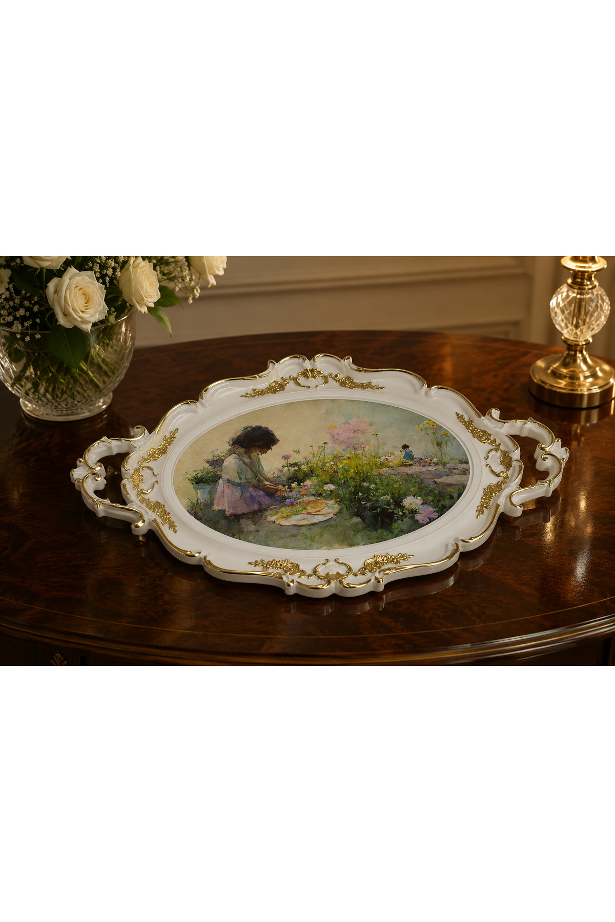 Hürrem Luxury Serving Tray | Spring Souvenir - Decorative Serving Tray | 48x28 cm