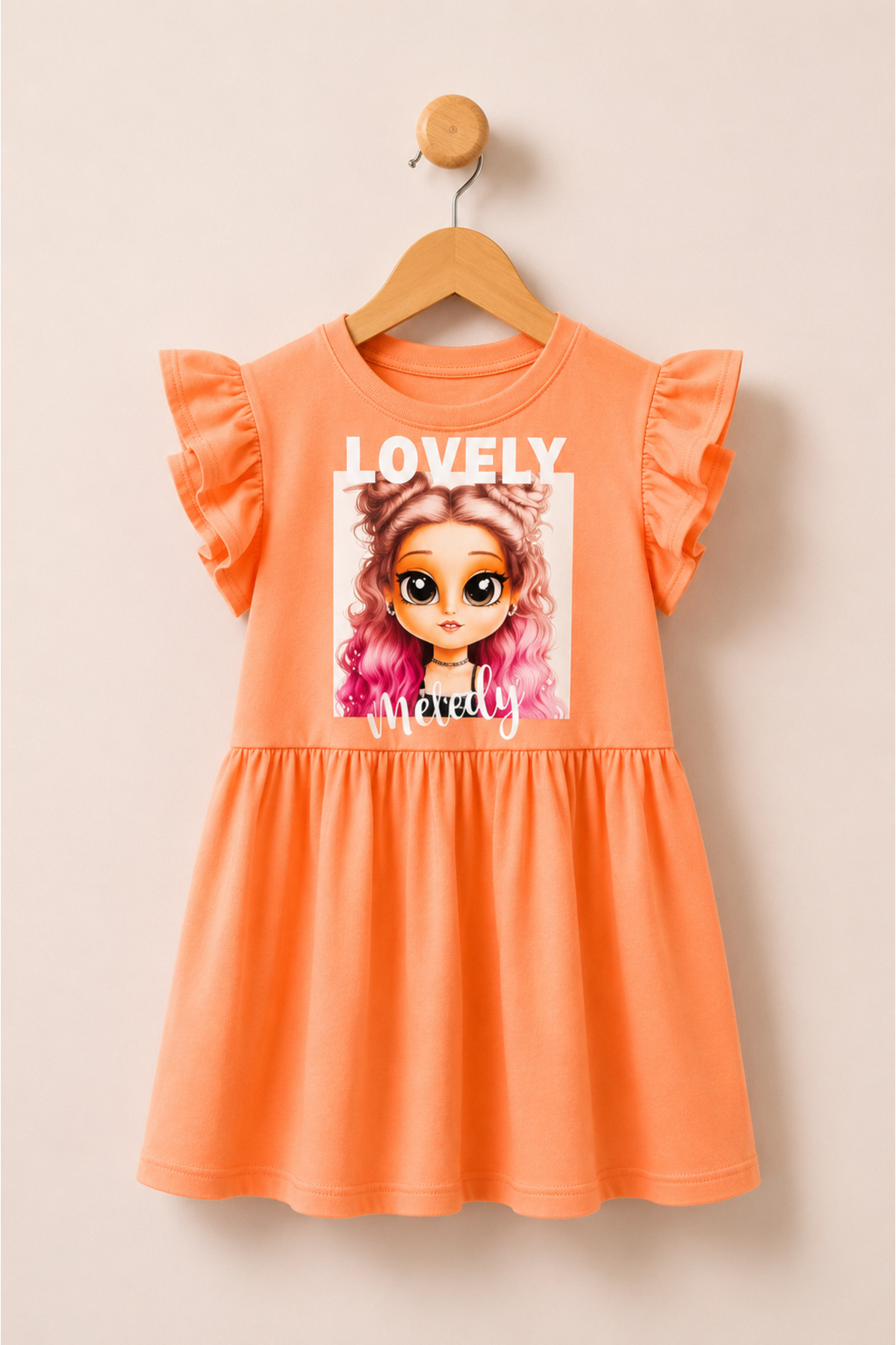 Girls Short Sleeve Lycra Combed Cotton Printed Dress