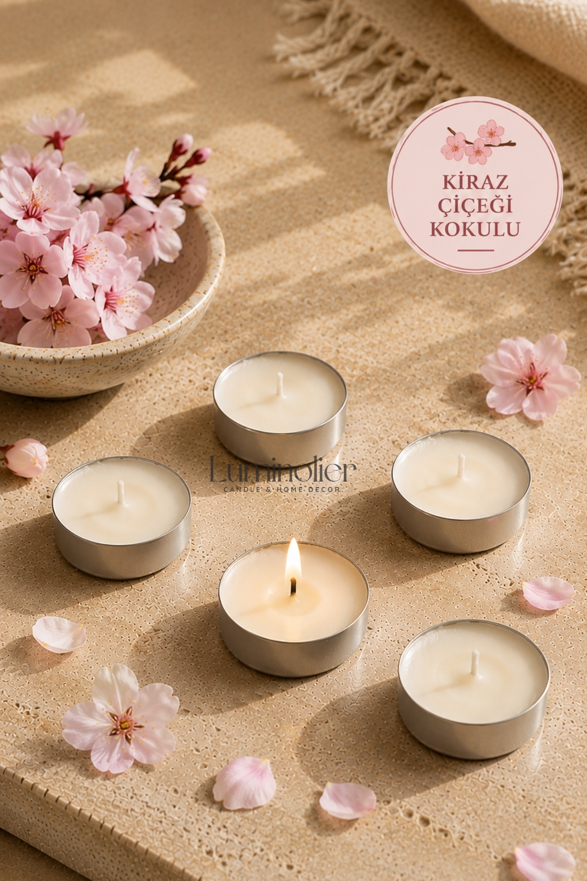 10 Pcs Japanese Cherry Blossom Scented Tealight Soy Candle – 100% Natural, Vegan, Unleaded Wick