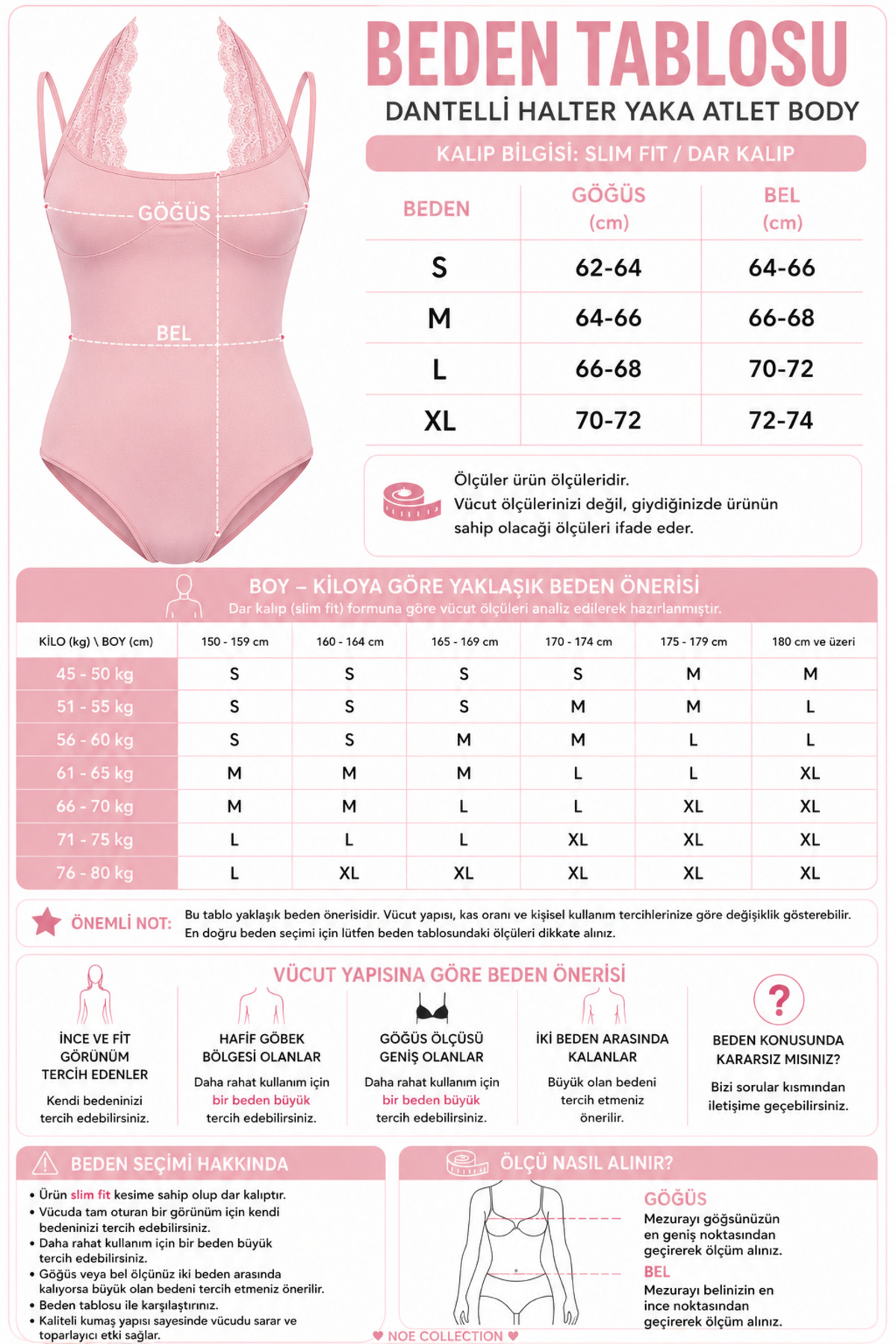 Kadın Dantel Yaka İnce Askılı Çıtçıtlı Body Slim Fit Dar Kalıp Likralı Bodysuit - Pembe 5