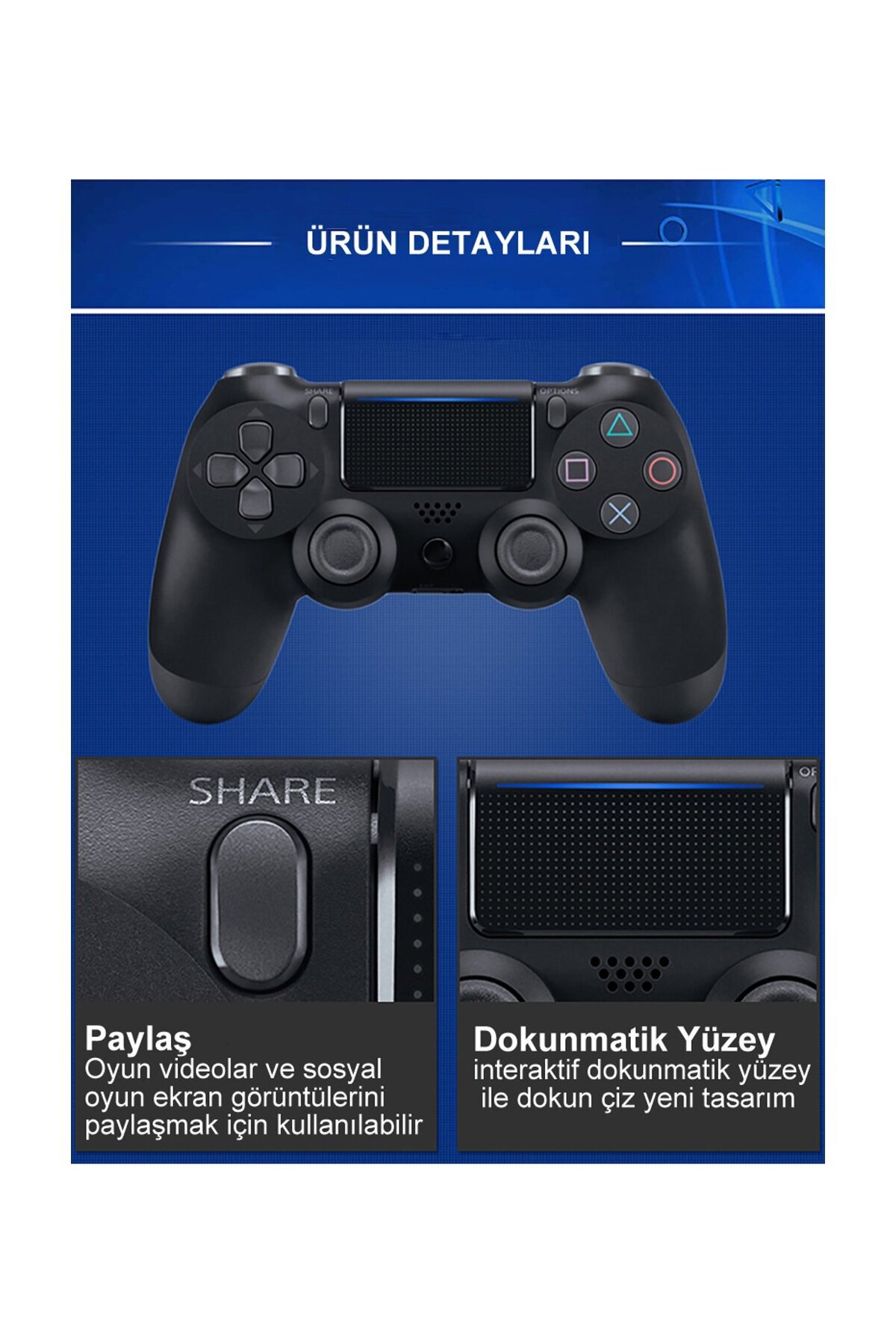 Ak pazarlama Sony Ps4 Dualshock Uyumlu 4 (ORJİNAL SIFIR) Kablosuz
