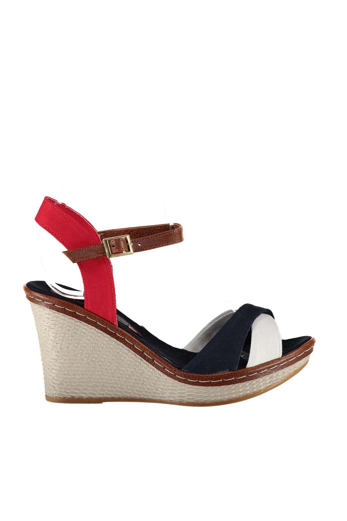 Fox Shoes Laci/Beyaz/Kırmızı Kadın Dolgu Topuklu Ayakkabı 9674040205 görsel 3