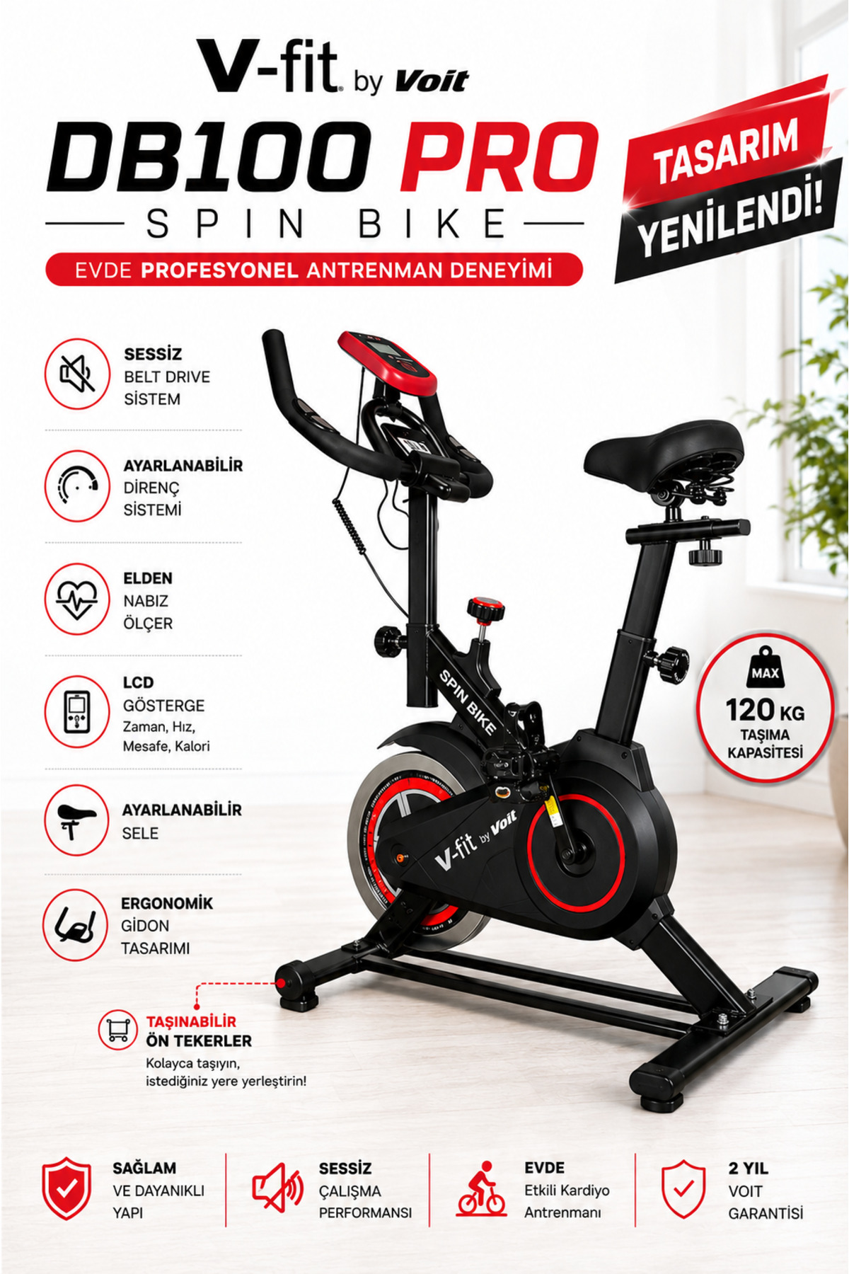 Voit Guaranteed Db100 Pro Spin Bike Handheld Pulse Meter Resistance Adjustable Quiet Running