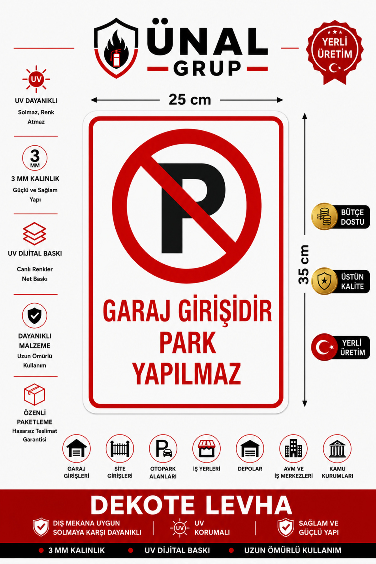 No Parking Warning Sign 25x35 cm Door Wall Warning Sign PVC Parking Garage