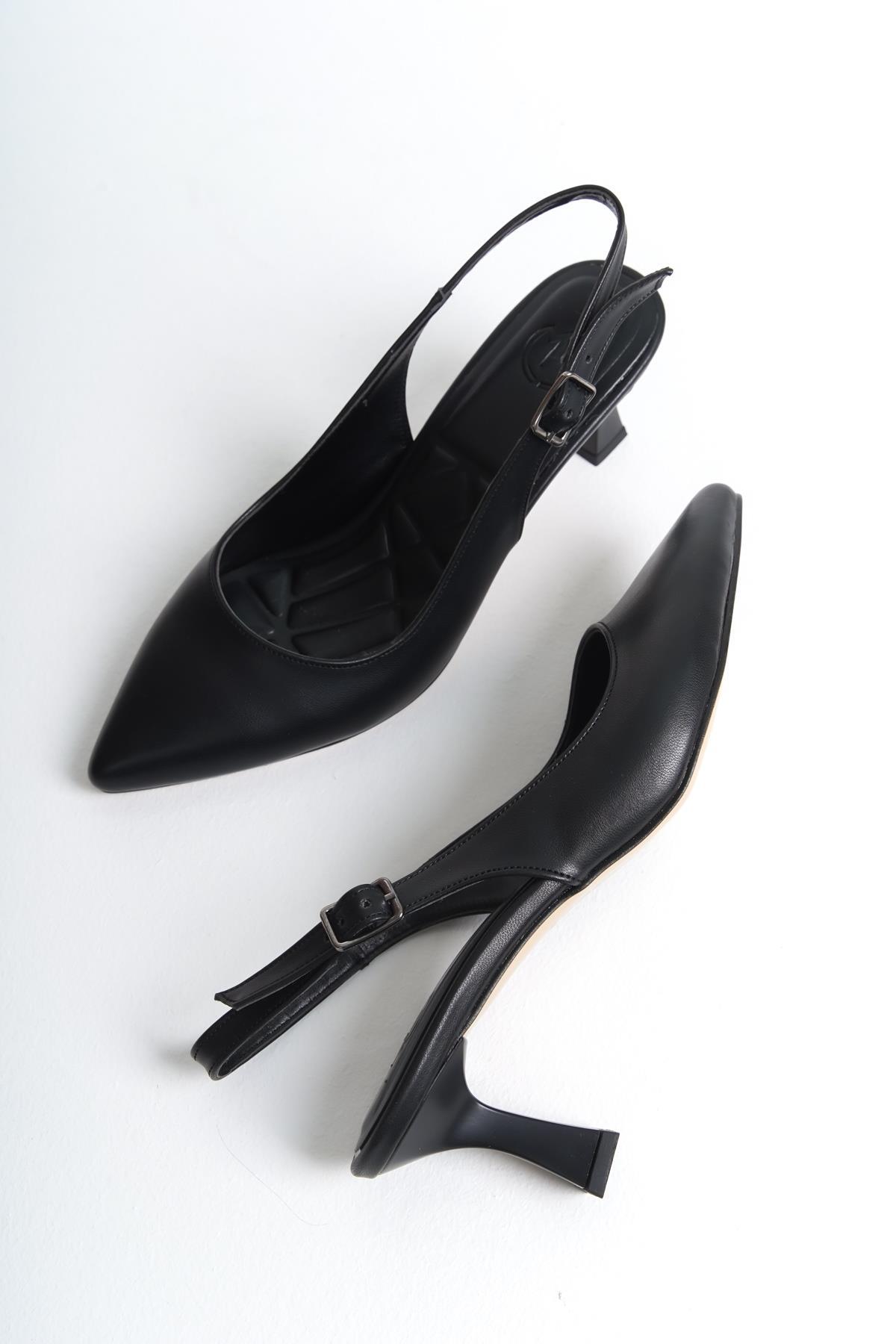 Muscle Black Matte Stiletto Open-Back Glass Heels