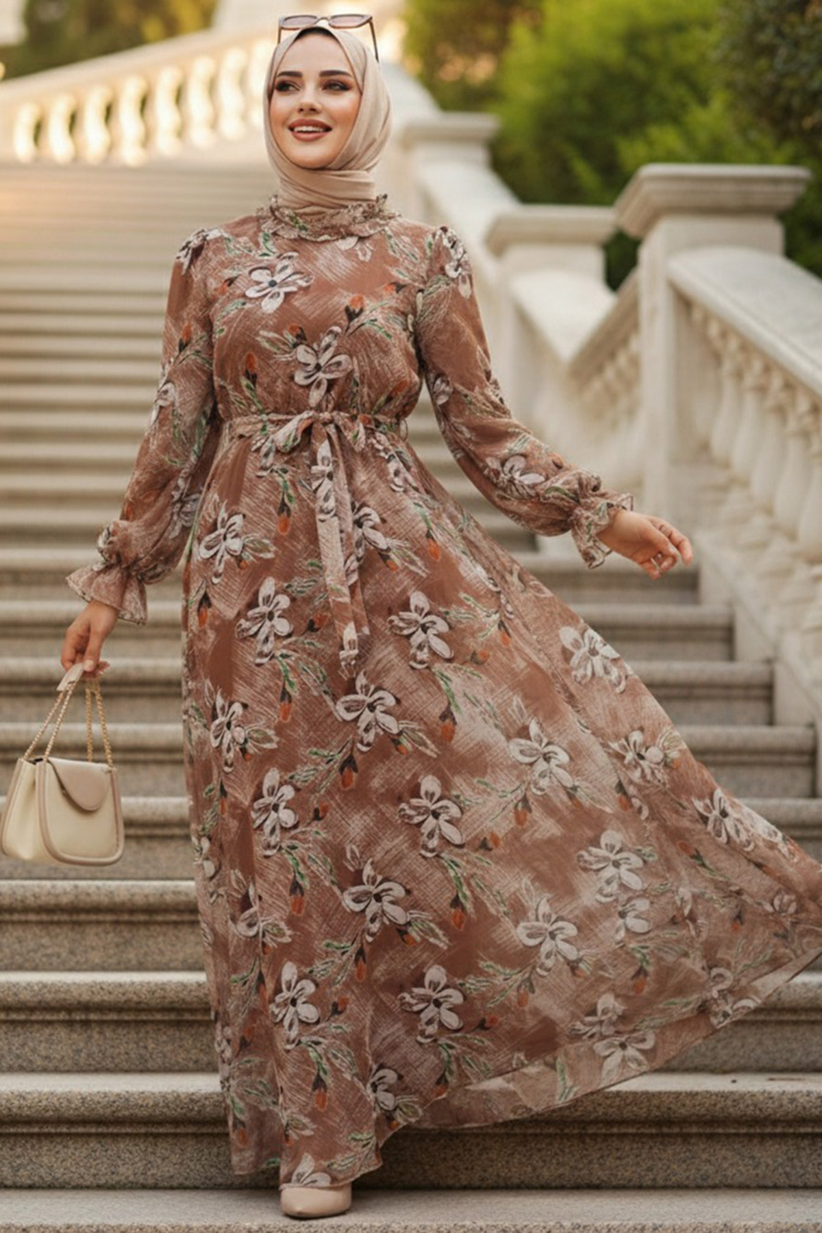 1_org_zoom لباس حجاب Neva Style طرح گل 29710S اورجینال - تصویر 1
