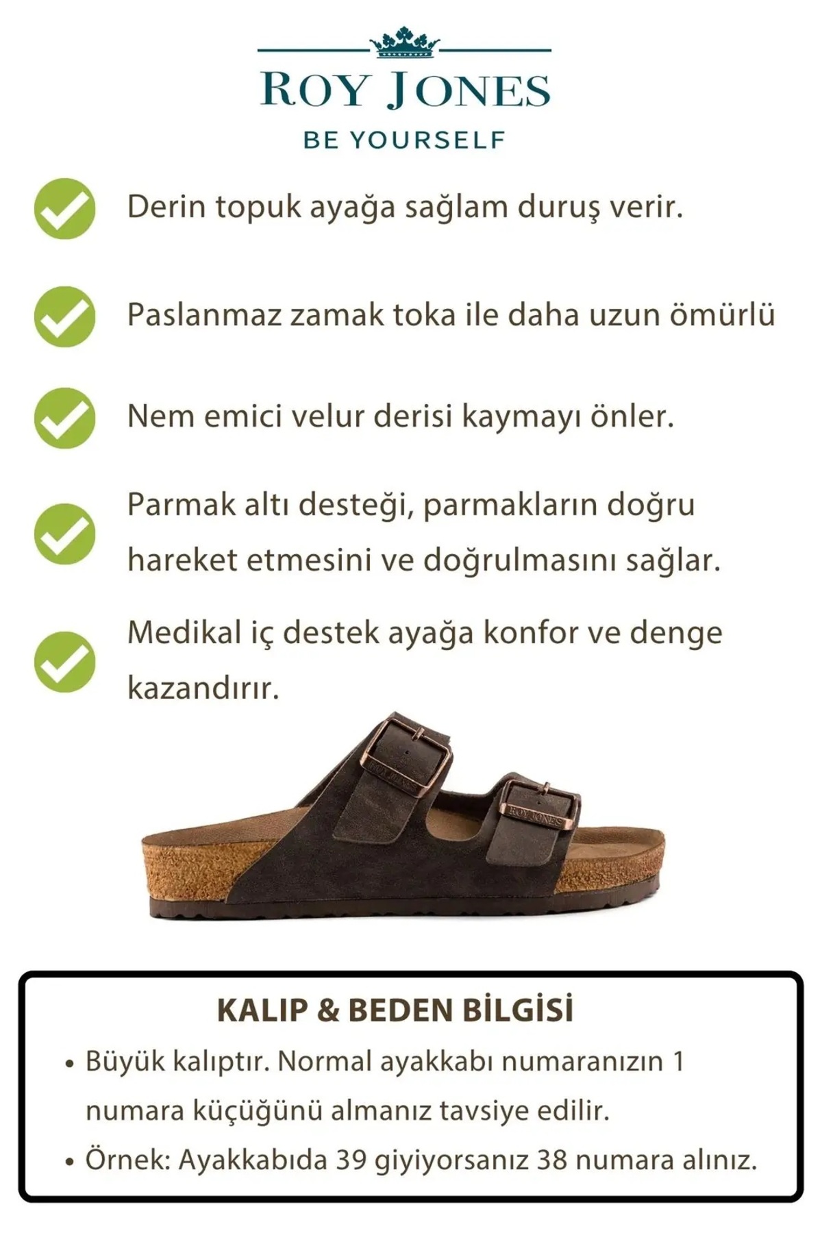 Roy Jones Unisex Ortopedik Tabanlı Konfor Modeli Terlik Çift Bantlı Tokalı Günlük Rahat Dışarı Ev Içi Terliği görsel 5