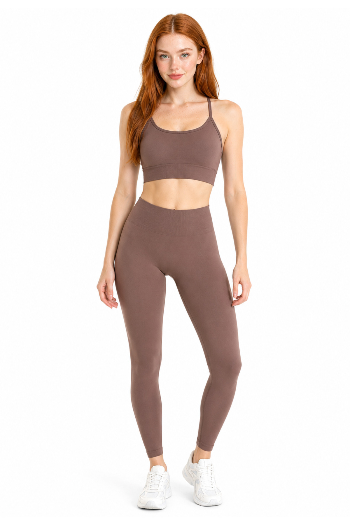 Seamless Sports Bra with Back Detail Support and Push Up Retractor Seamless Leggings Set