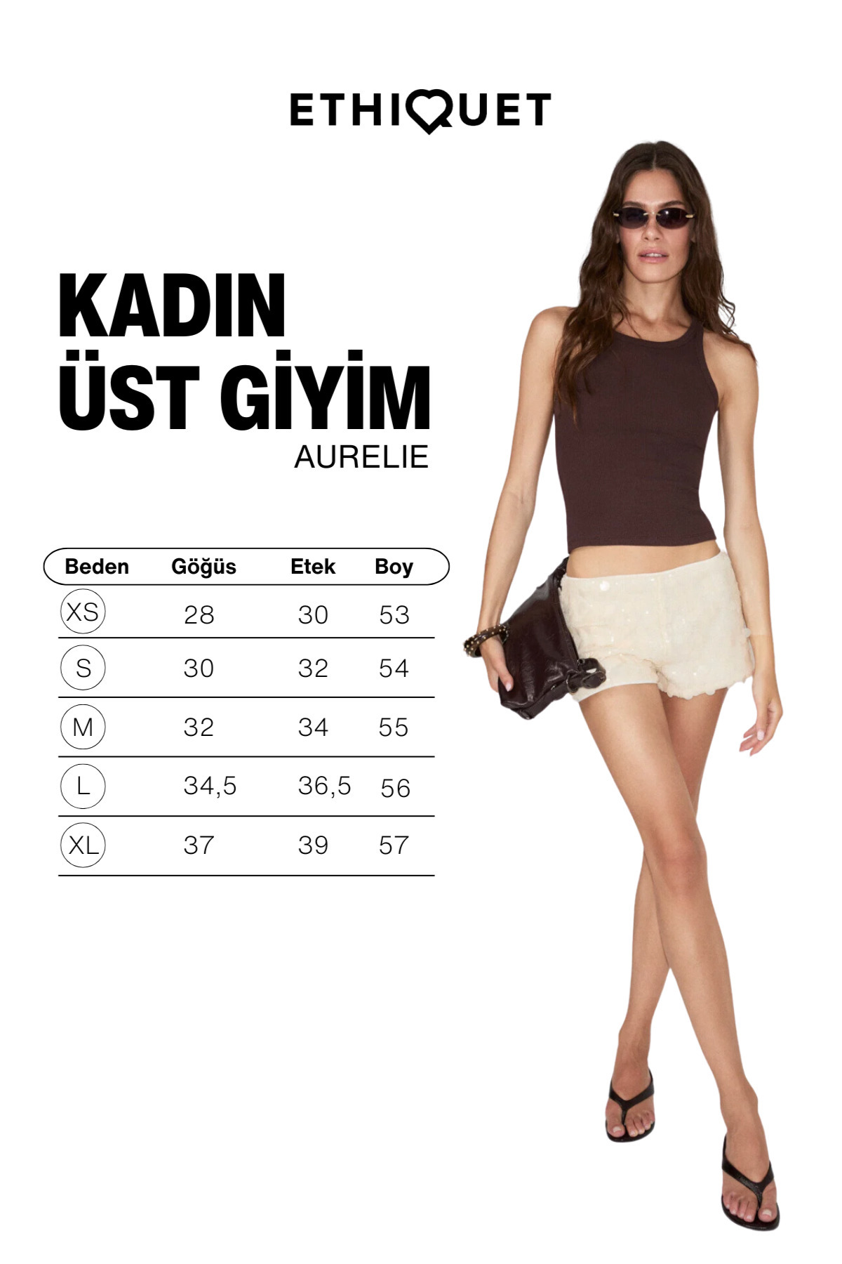 ETHIQUET AURELIE Kadın Yumuşak Ve Esnek Kumaş Organik Pamuk U Yaka Acı Kahve Atlet görsel 6