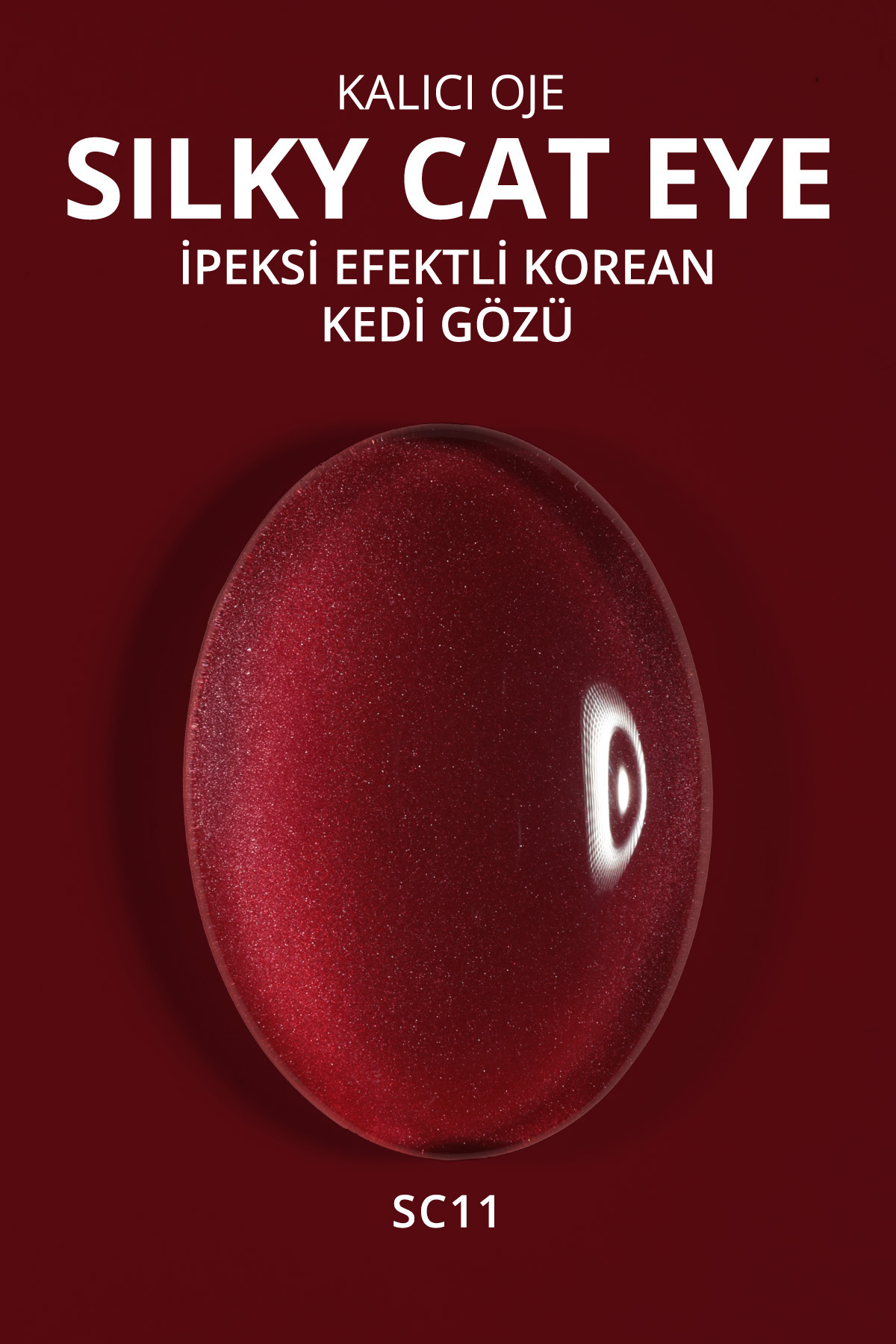 Korean Silky Cat Eye Gel Polish, Kedi Gözü Kalıcı Oje, SC11 Vişne Bordo, 10 ml — رنگارنگ 8860101A01S09SC11 — تصویر 3 از 7