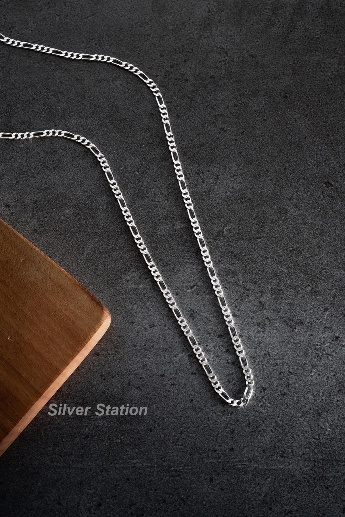 Silver Station 925 Ayar Gümüş Kolye - Figaro Gümüş Zincir Kolye - Kalın Gümüş Kolye