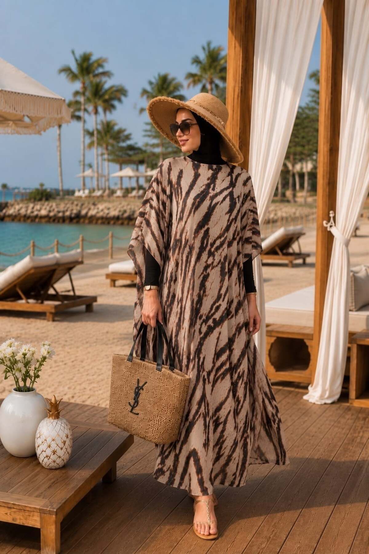 Aişe tesettür Siyah Zebra Tesettür Pareo görsel 2