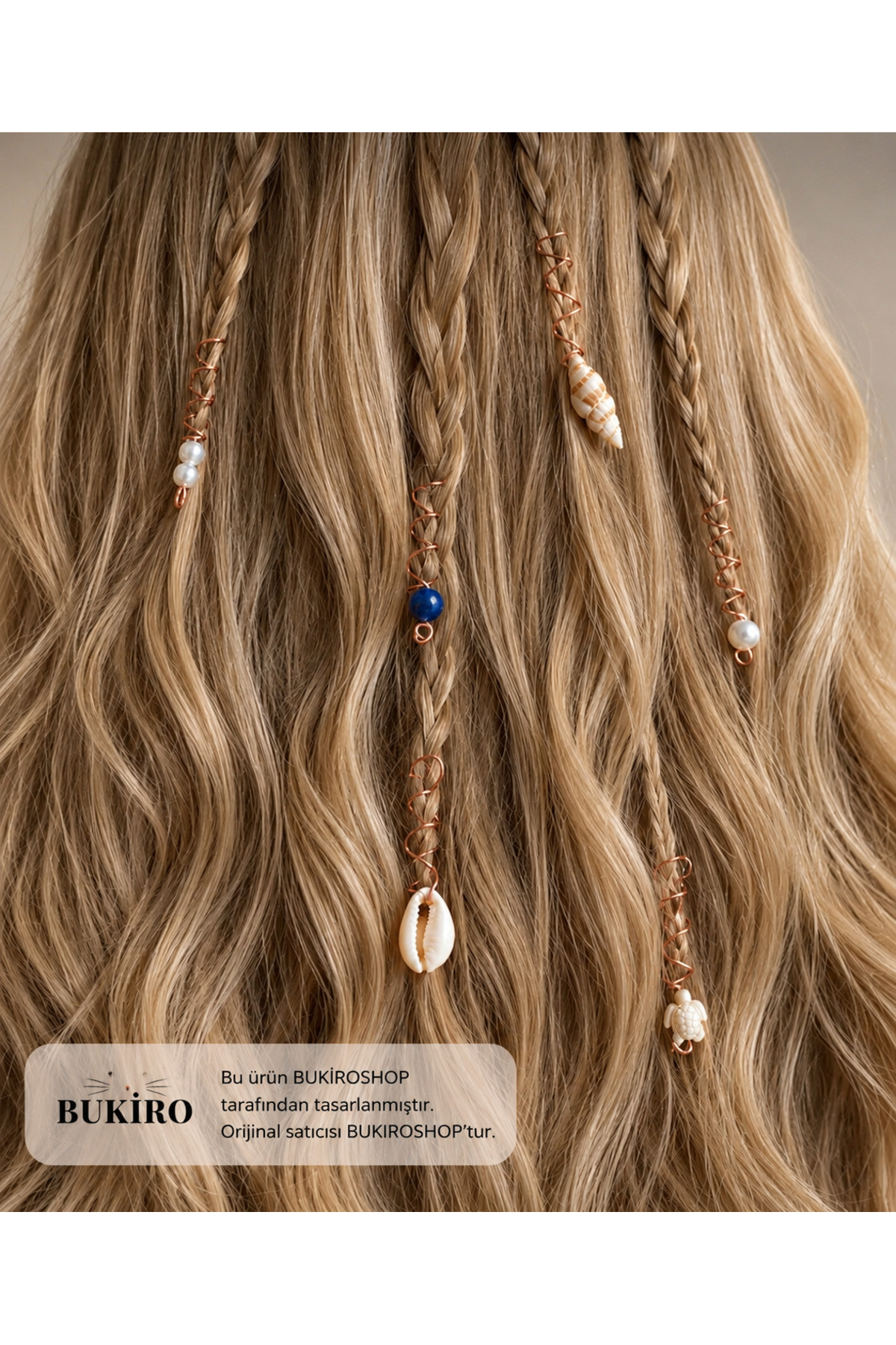 6-Piece Handmade Spiral Hair Earrings Set – Bohemian Hair Charm, Braid Hair Accessory, Pearl and Seashell hair earrings tinsel design
