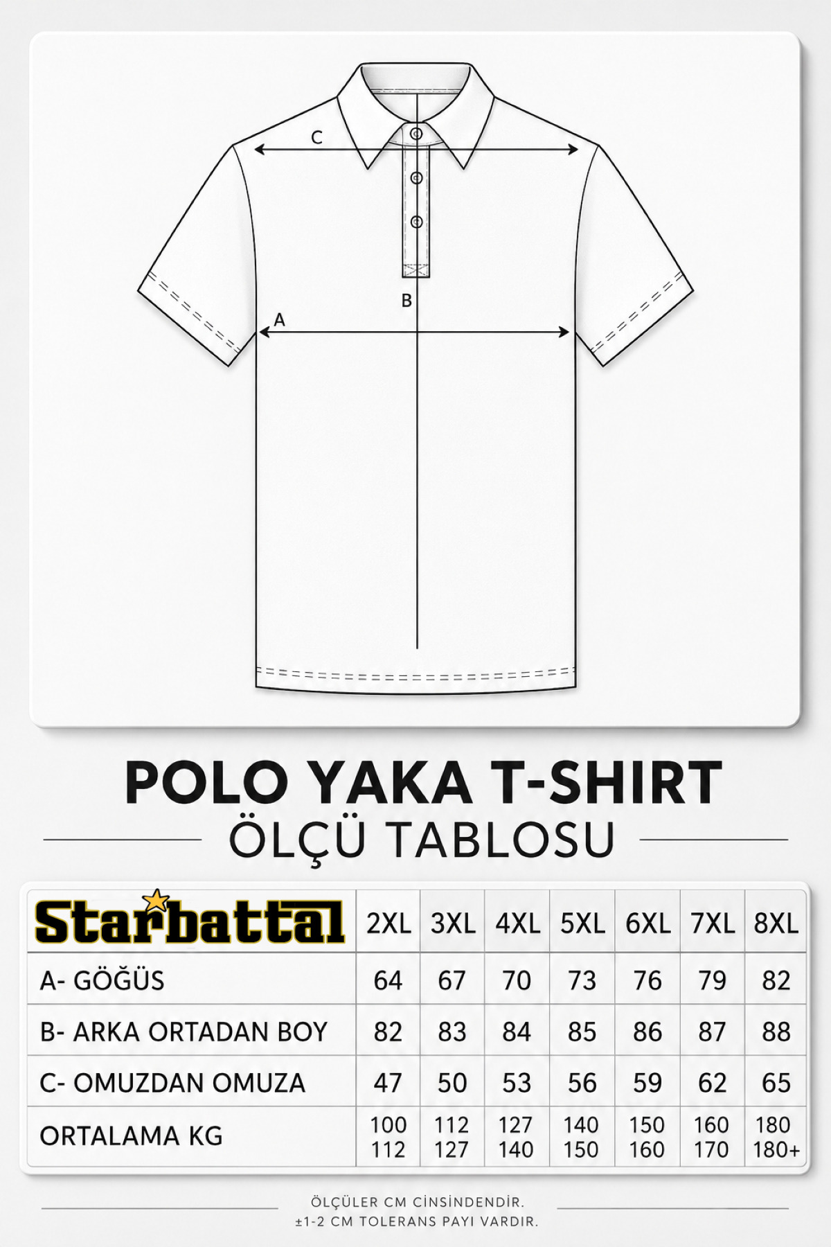 Starbattal Büyük Beden Polo Kot Yaka Tişört 23420 TURUNCU görsel 4