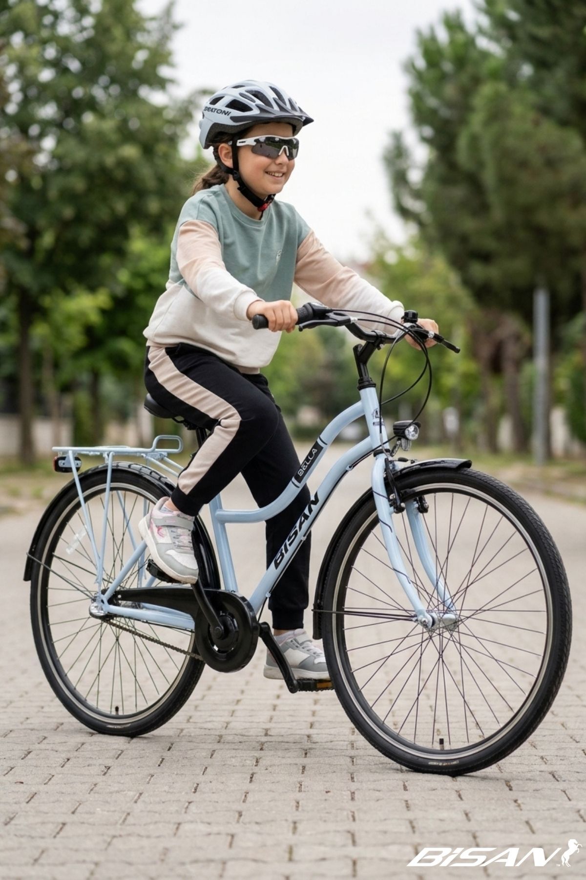 Resim Bisan BELLA KADIN ŞEHİR BİSİKLETİ 34CM V 24 JANT 3 VİTES BUZ MAVİ 
