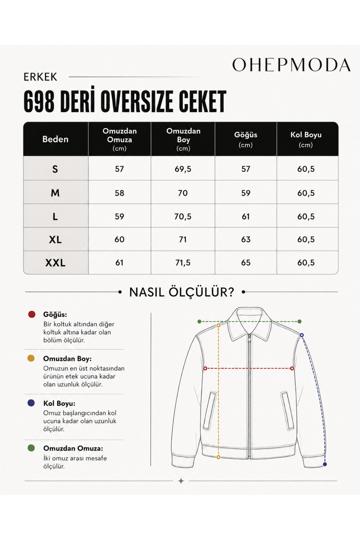 OHM OHEPMODA Oversize Rahat Kalıp Düz Erkek Deri Ceket görsel 2