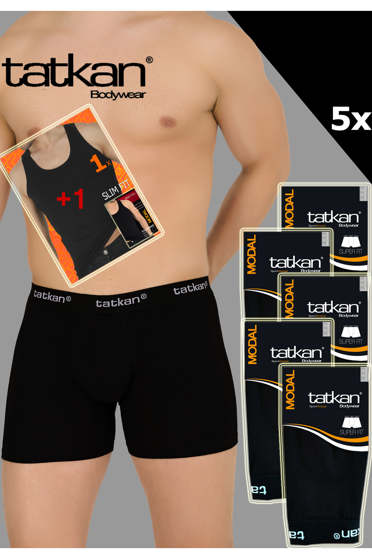 TATKAN BODYWEAR Tatkan 5'li Erkek Penye Modal Boxershort