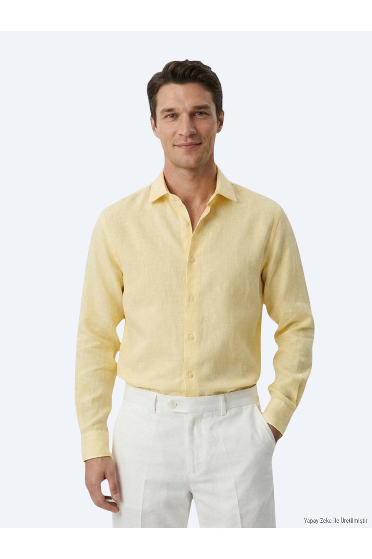 Kip Yellow Regular Fit Long Woven Casual Cotton Blend Shirt