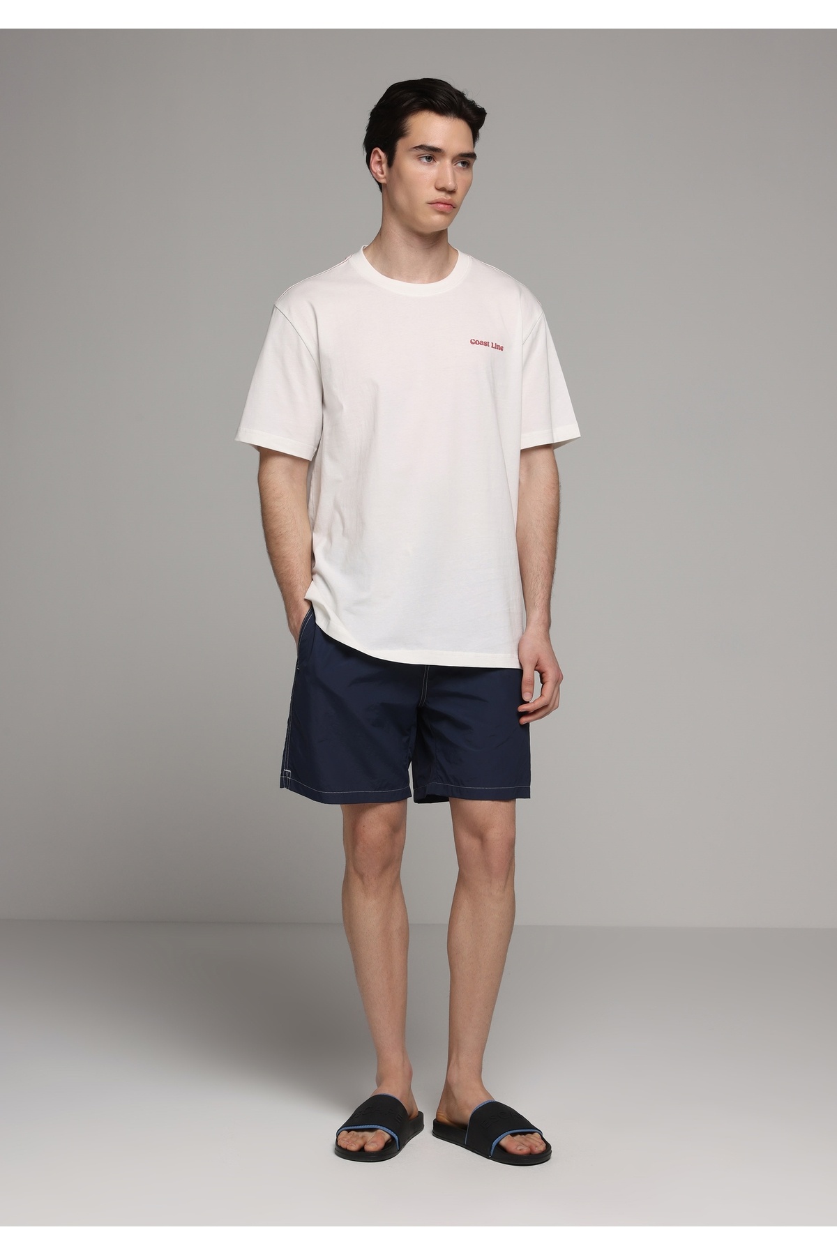 Colin’s Slim Fit Plain Men's Navy Blue Swim Shorts