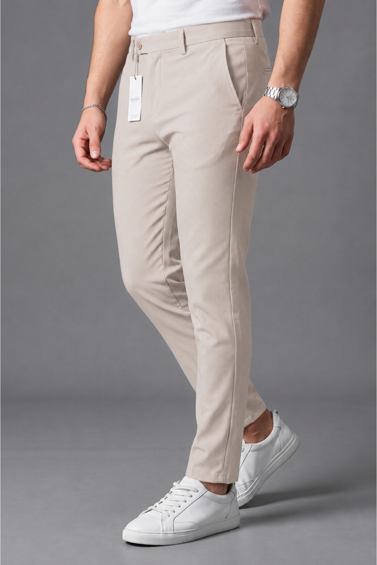 Erkek Bej Renk Kaliteli Esnek Likralı Slim Fit Kumaş Pantolon — بژ KUMAŞ-SLİM — تصویر 3 از 5