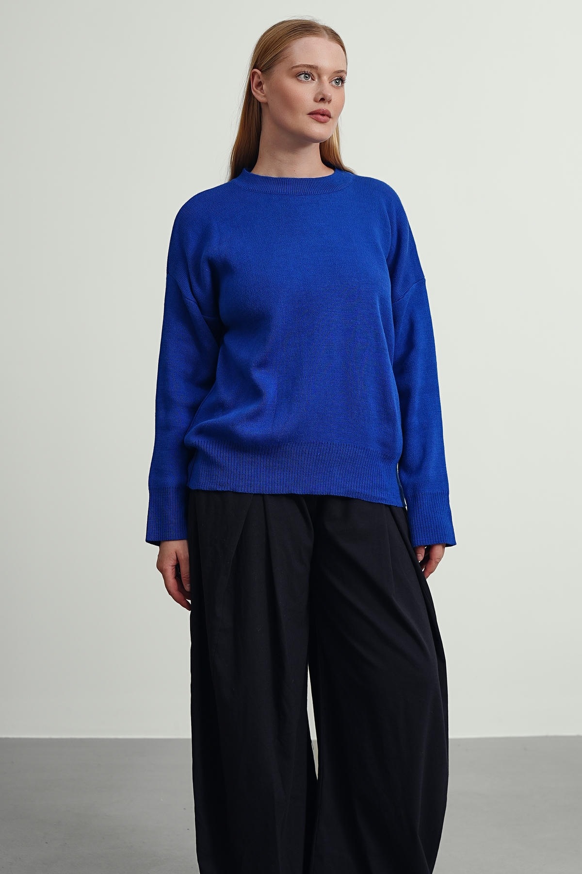 Gülce moda Kadın Bisiklet Yaka Oversize Triko Kazak görsel 3