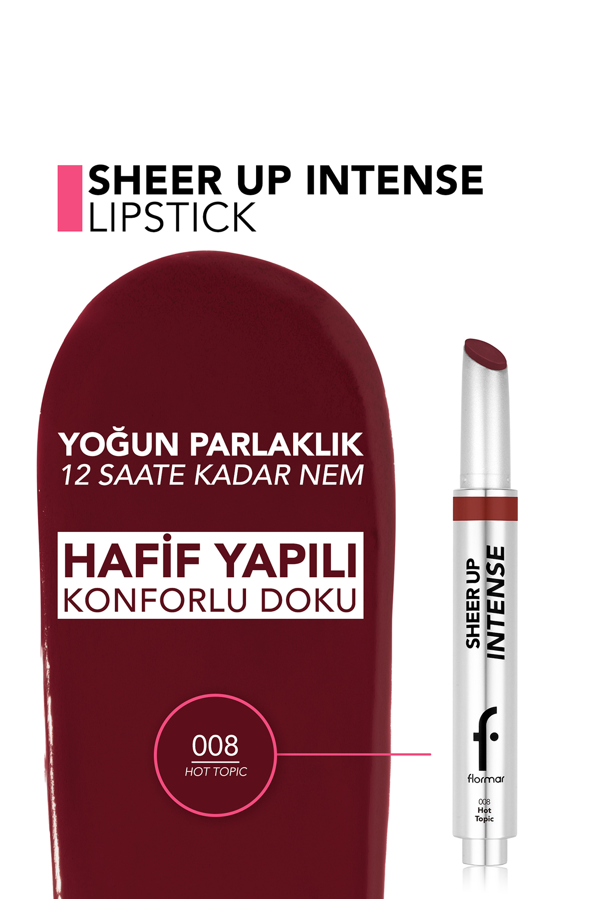 رژ لب ژله‌ای با بافت کرمی و پایان براق Sheer Up Intense - 008 Hot Topic