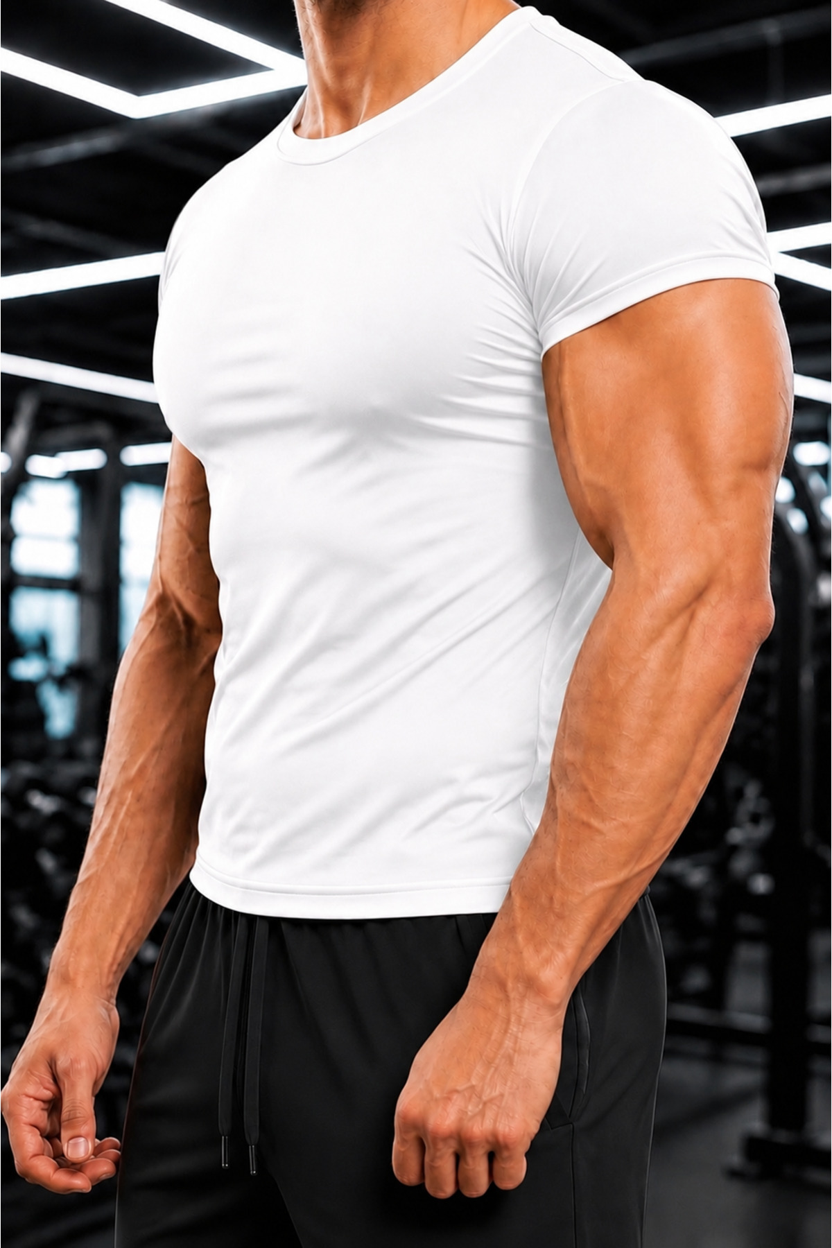 Sapeur Erkek Premium Slim Fit Katlamalı Kollu Günlük & Spor Tişört - Ultra Esnek ve Nefes Alan görsel 3