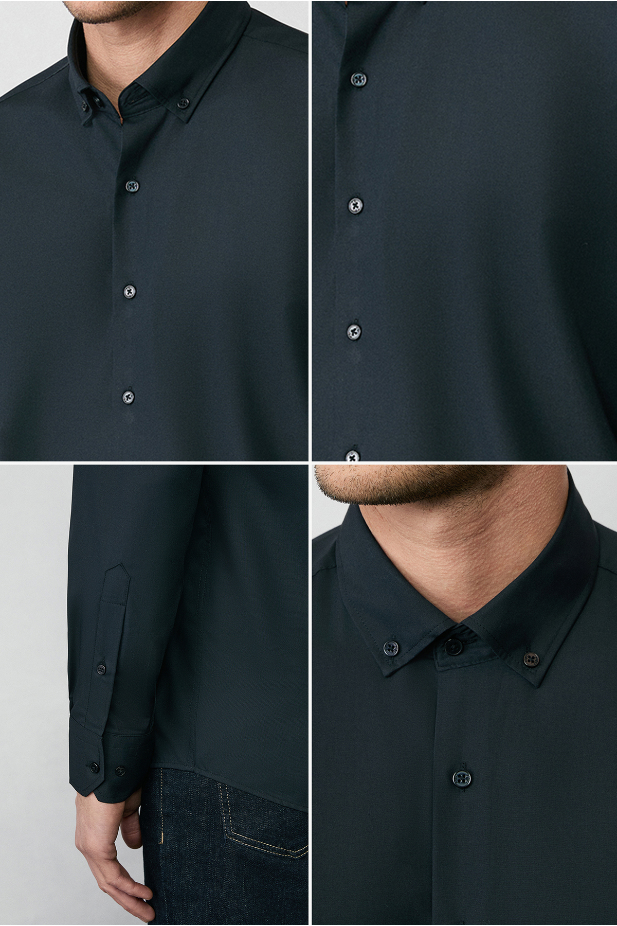 Kiğılı Uzun Kol Regular Fit Düğmeli Yaka Pamuklu Non Iron Ütü Gerektirmeyen Gömlek görsel 5