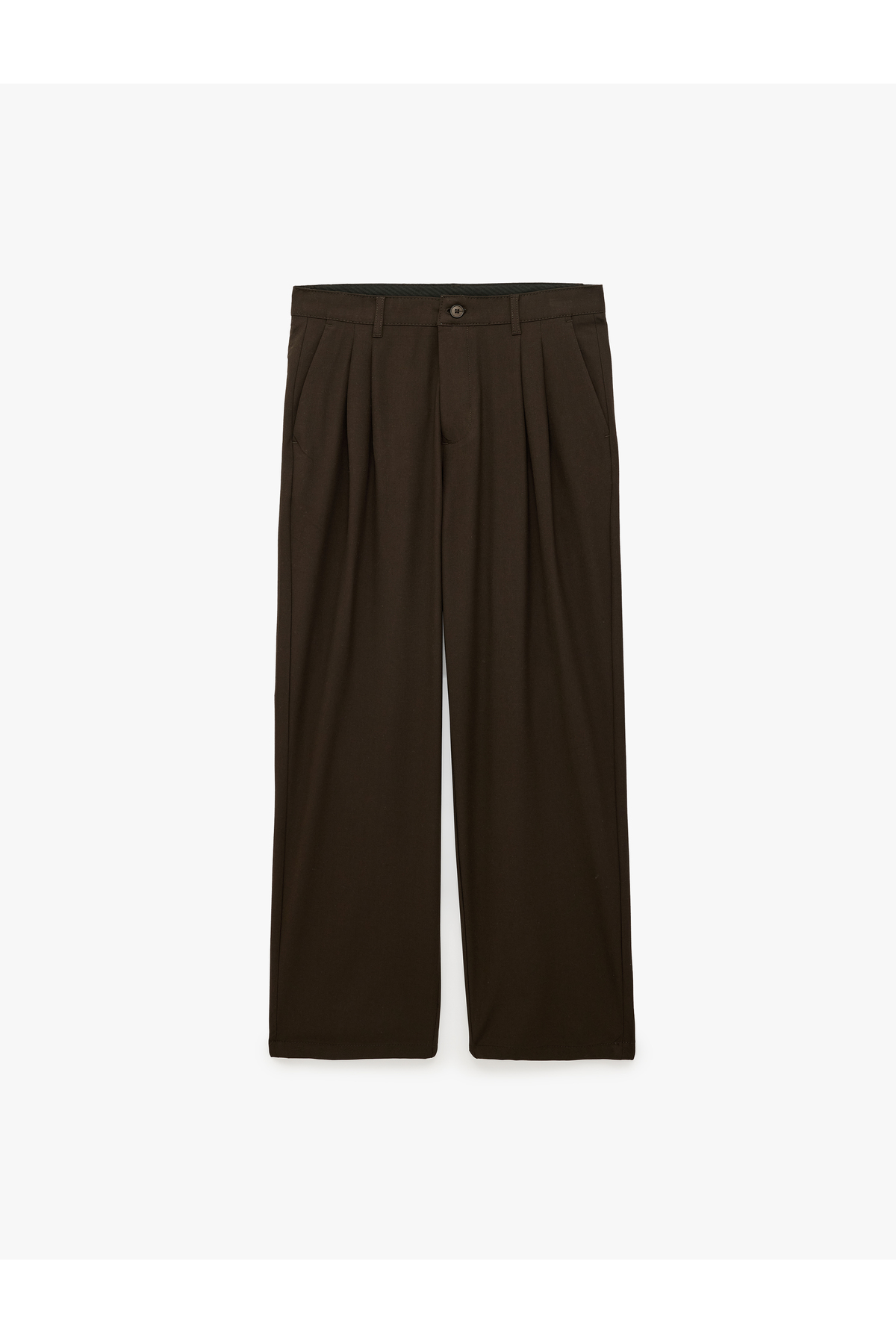 Regular Fit Viskon Karışımlı Cepli Pileli Kumaş Pantolon — قهوه‌ای 7WAM40018HW — تصویر 6 از 8