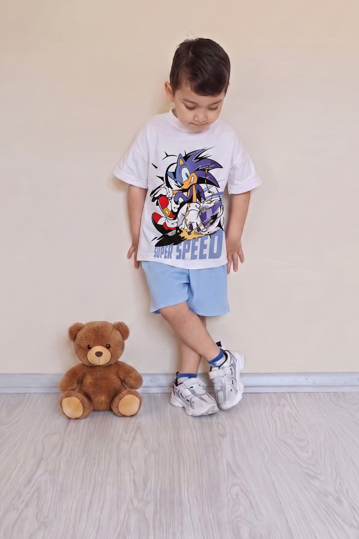 Belya Kids Wear Boy's Top Oversize T-Shirt Bottom Shorts Bly Design9 Bottom Top Set