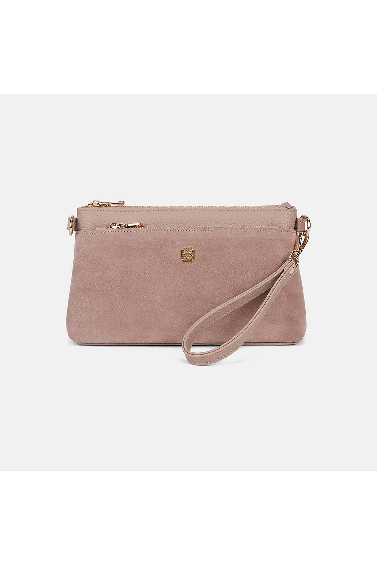 Women's Beige Suede Textured Shoulder Strap Handbag